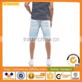 Wholesale Apparel Distressed Stretch Slim Bleach Wash Denim Jeans Shorts For Men thumbnail-5