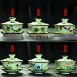 Super Gongfu Tea Set Pottery Tea Ware 120ml Family Kithchen Gaiwan Hand Printing Porcelain Gai Wan thumbnail-2