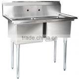 Freestanding Restaurant Kitchen 2 Two Compartment Commercial Stainless Steel Sink for US Catering thumbnail-2
