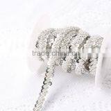 Silver Color Sequiens Beaded Bridal Mesh Banding Thread Chain Lace Trim