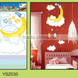 customized moon vinyl wall sticker for baby/UV printing die cutting reusable wall sticker