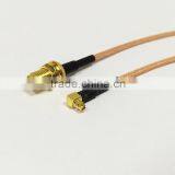 8in RF Electrical Wire Coaxial Cable Connector MMCX Male Right Angle to RP-SMA Female Bulkhead Pigtail RG316 20cm thumbnail-3