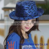 New Woman Church Derby Wedding Vintage satin Royal Blue Dress Hat
