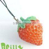 3D New Style Delicious Fruit Strawberry Design Silicone Mobile Phone Strap thumbnail-1