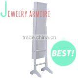 Cheap MDF wooden furniture mirrored jewelry cabinet/armoire with standing mirror