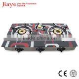 Colorful Glass Top 3 Burner Gas Stove Table Installation JY-TG3016 thumbnail-1