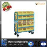 Warehouse Movable Cart Trolley Stainless Steel With Plastic Boxes