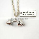 2016 Weights & Fitness Necklace Silver "Weakness is a Choice" Kettlebell Necklaces for Best Friend Collares GYM Jewelry