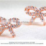 925 Sterling Silver Rose Gold Plated Ribbon Bowknot Ear Studs for Women thumbnail-3