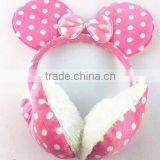 Girls Dots Plush Bowknot Soft Earmuffs thumbnail-3
