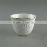 White Ceramic Tea Cup With Flower Embossing and Golden Line for Wholesale 12 Pcs per Set,with Color Box.good Quality thumbnail-2