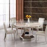 Classical Marble Round Dining Table With Strong Stainless Steel Base