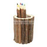 Wooden Pen Holder. Wood Branch Pen Pot, Cylinder Wood Pen Holder thumbnail-1