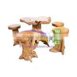 Stool Made From Log Furniture Teak Wood Model Stump Organic Shape ,natural Colot thumbnail-1