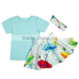 Hot Sale Baby Pleated Skirt Cotton Top Summer Two Pieces Clothing Suit Set in Fashion Design thumbnail-3