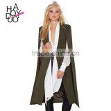 HAODUOYI Women Longline Buttonless Open Stitch Cloak Trench Blazer Poncho Coat thumbnail-1