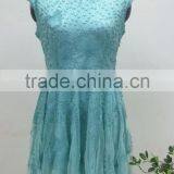 Latest Ladies Mesh Embroidery Floral Sleeveless Mini Casual Lace Dress thumbnail-1