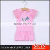 MGOO Popular Cotton Soft Latest Kids Dress Little Girl Crochet Lace Sleeves Pink Pattern Cotton Dress CS008 thumbnail-1