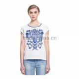 Casual Style Floral Print Round Neck Women's T-Shirt