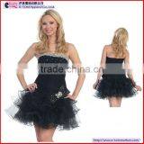 A-line Strapless Knee-length Organza Sheath Prom Dress thumbnail-1