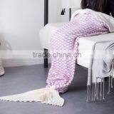 2017 NEW Girl Beautiful Striped Knitted Mermaid Sofa Tail Blanket thumbnail-3