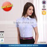 Women Ligh Blue Tailored Short Sleeve Shirt With Contrast Trim (DSHL104) thumbnail-5