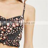 2015 Summer Trendy Flower Print Cropped Fit Casual Tops for Ladies thumbnail-4
