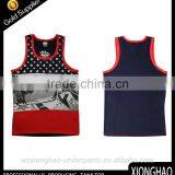Wholesale Cheap Man 95% Cotton and 5% Spandex Custom Singlet With Customer's Pattern thumbnail-1