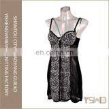 New arrival black printed lace thin ladies delicates wholesale romantic nightgowns