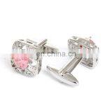 Luxurious Pink Diamond Stone Unisex Shirt Jewelry Cufflinks Brand thumbnail-2