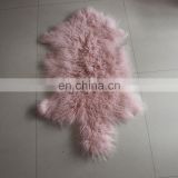 50x90cm purple Mongolian tibetan fur sheepskin hide nursery area floor rug double Hide Pelt Duo