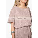 Summer Pleated Kimono Sleeve Skater Dress Elegant Women Dresses thumbnail-5