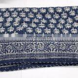 Village Women Made Kantha Bed Cover Indigo Dye Kantha Quilts Hand Quilted Throw thumbnail-2