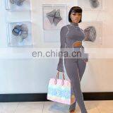 2020 Autumn Hot Sales Women Striped Fashion Two Piece Clothing Set Ladies Fitness Yoga Suit 2 Piece Set Women Clothing Set thumbnail-7