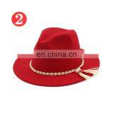 Woolen Felt Hat Panama Jazz Fedoras Hats Tassel Pearl Vintage Cap Formal Party And Stage Top Hat for Women Men Unisex thumbnail-2