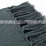 Solid Blanket Cross Woven Couch Throw Christmas Knitted Blankets With Decorative Fringe Lightweight for Bed or Sofa Decorative thumbnail-2