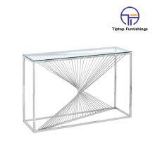 Fashion Luxury New Design Console Table Hallway Classic Konsole Modern Black Italian Stainless Steel Console Table thumbnail-3