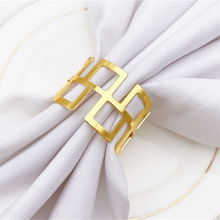 Wedding Party Holiday Banquet Christmas Dinner Delicate Serviette Buckles Hollow Out Design Gold Napkin Ring Holder thumbnail-3