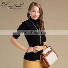 100% Cashmere Preppy Style Turtleneck Sweater Women Slim Fit Half Sleeves Solid Pattern Knitted Winter OEM Service Available thumbnail-3