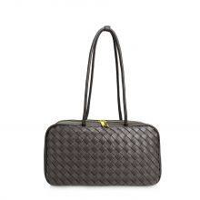 French Elegant Woven Bag Women's Shoulder Handbag Commuter Bag Neutral Minimalist Style Bucket Bag Polyurethane Material thumbnail-5