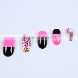 Pink Flower Half French Half Floral Fingernail False Designed Nail Tips Supplier's Choice