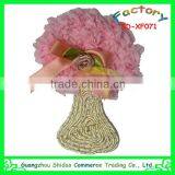 Embroidery pink chiffon flower tree design for garment decoration