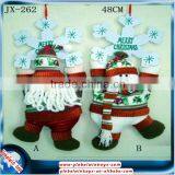 262AB New 48cm Cloth Snowman Santa Claus Christmas Craft With Snow Flower thumbnail-1