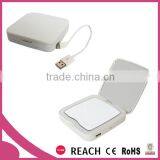 USB Recharging Lighted Makeup Pocket Mirror With Power Bank / Mobile Power Bank With Lighted Mirror