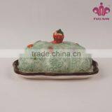 Factory Directly Ceramic Butter Dish Plates With Ice Cream Lid Design