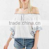 Low MOQ Summer Design Ladies off Shoulder Embroidred Tank Tops thumbnail-2