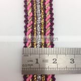 burgundy pink 18mm lip cord lace upholstery metallic gold braid trim
