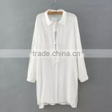 wholesale clothing lace up chiffon shirt dress