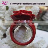 new flower nature red coral ring designs