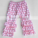 New Arrival! pink cotton stripe polka kids jogging baby legging tight girl baby clothing ruffle pants